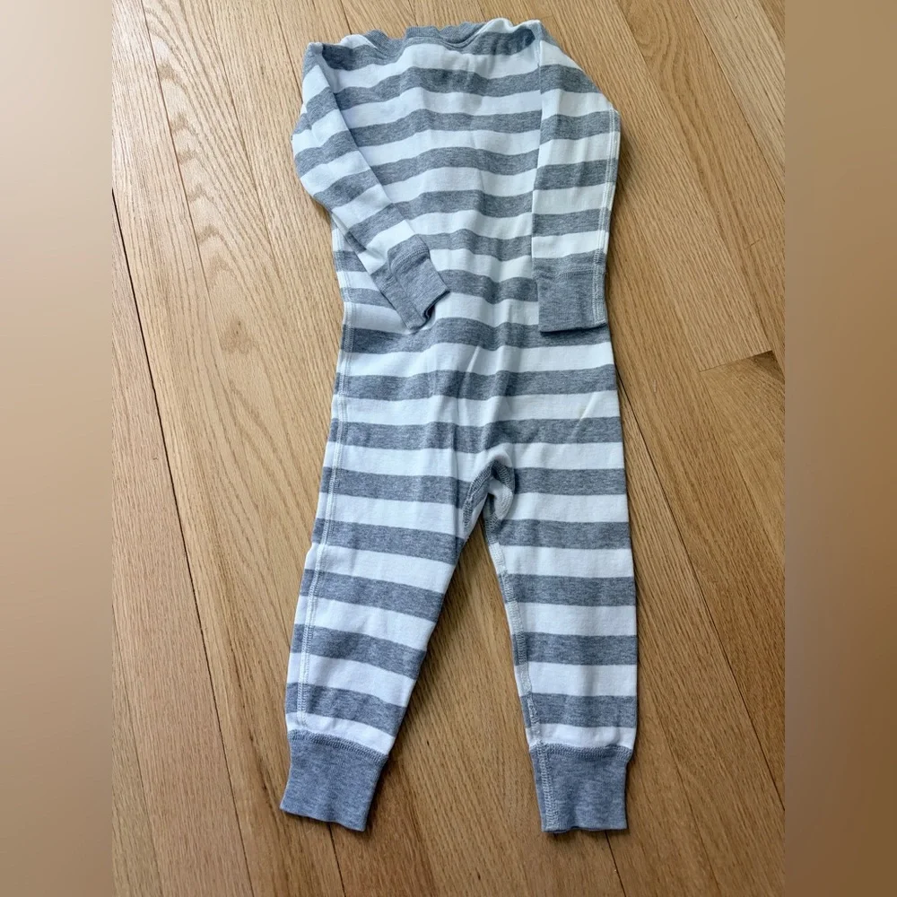 Hanna Andersson Zip Sleeper 18-24M Gray Stripe Organic Cotton